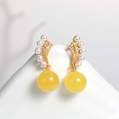 蜜蜡珍珠耳环	1件/盒