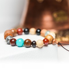 藏汉多宝十八籽手串（五色经幡系列）	1件/盒