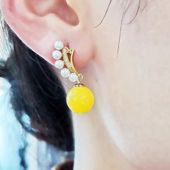 蜜蜡珍珠耳环	1件/盒